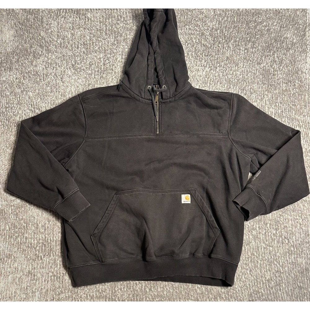 Carhartt Rain Defender 1/4 Zip Hoodie Mens Sz 2XL Original Fit Black Heavyweight
